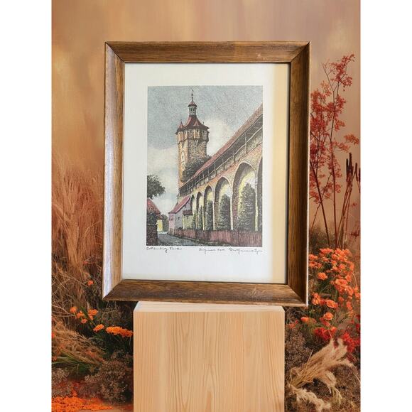 Ernst Geissendorfer Rothenburg ob der Tauber Colored Lithograph Print Framed - Picture 1 of 5